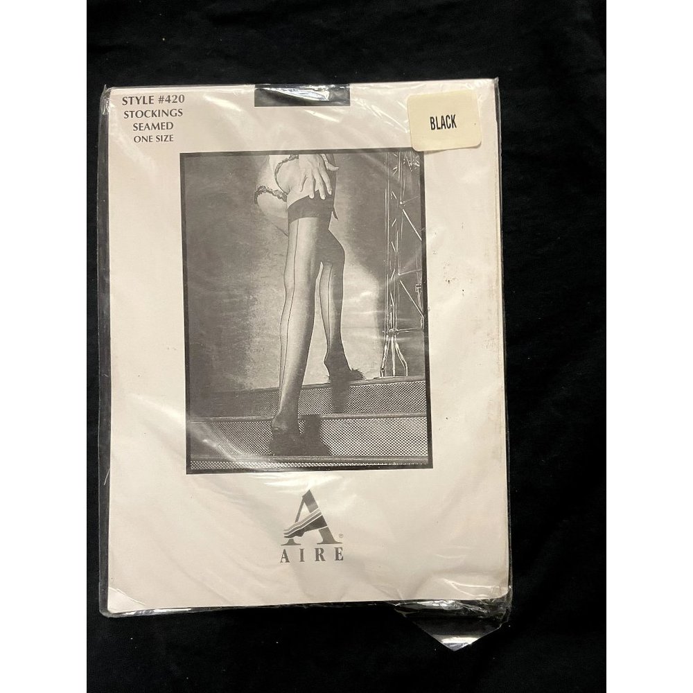 Vintage Sheer Black Seamed Thigh High Stocking Nylons